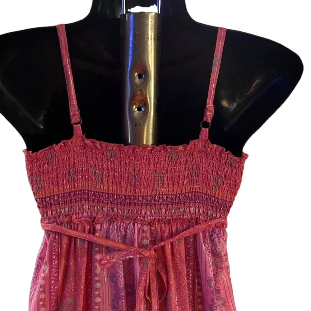 Size 7 Justice Pink Floral Paisley Print Full Length Lined Halter Maxi Dress - Picture 9 of 15